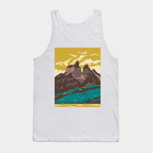 Torres Del Paine National Park from Lake Pehoe in Chile WPA Art Deco Poster Tank Top